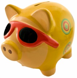 piggy bank in sunglasses