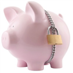 piggy bank with padlock